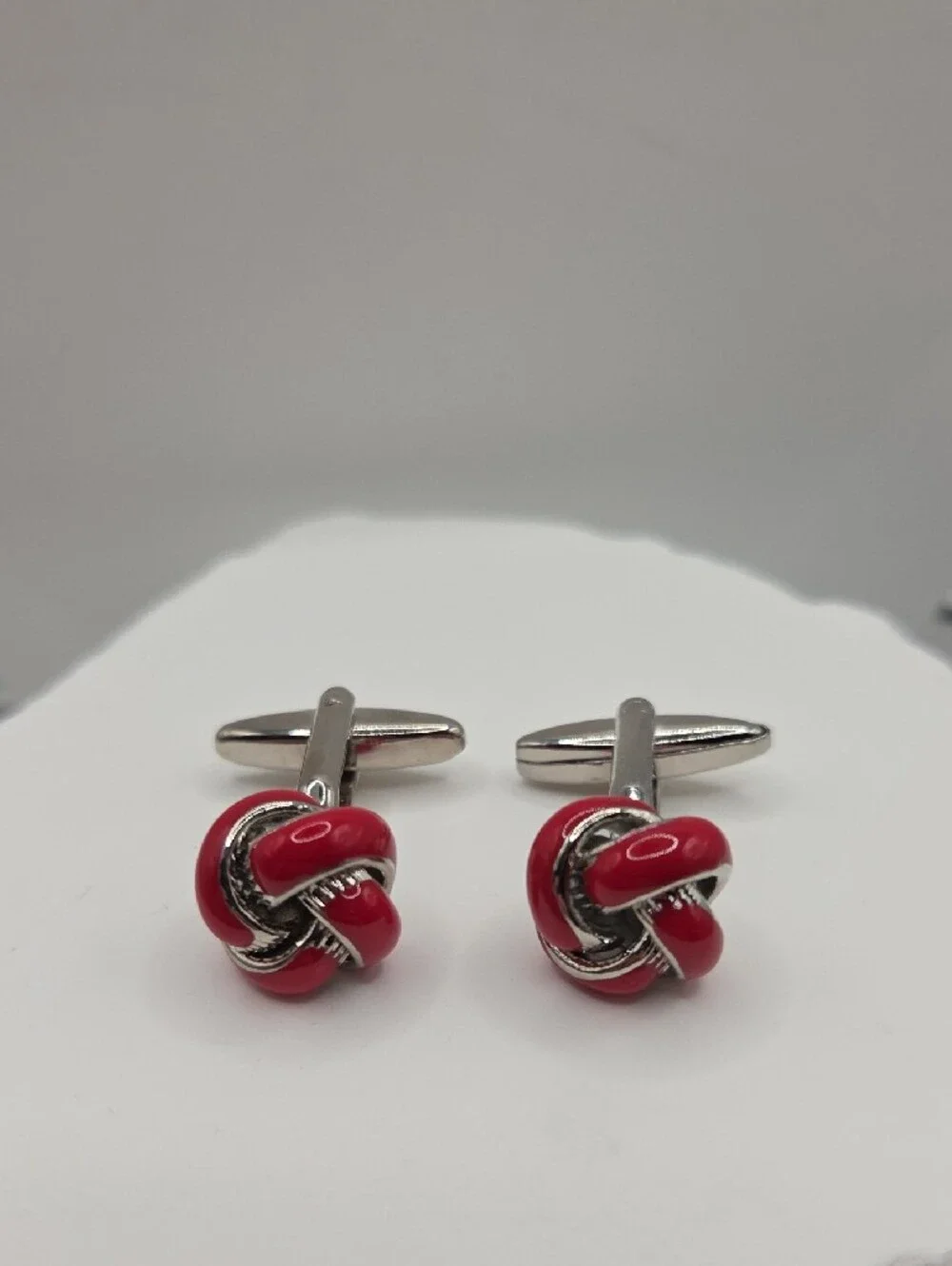 Red Knot Cufflinks for Men - Classic Knot Design